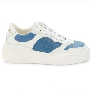 Valentino Women's White & Blue Casual Minerva Colorblock Leather Sneakers Size 9